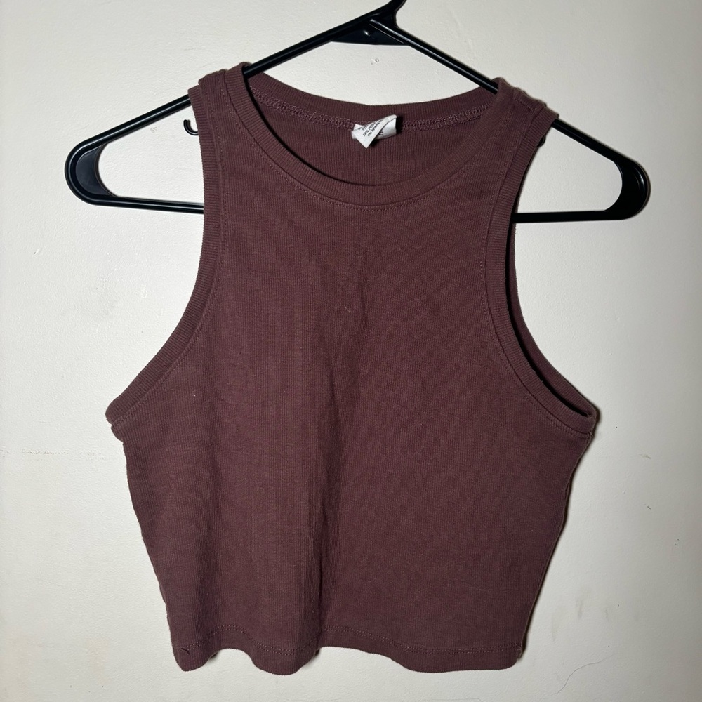Chic Ribbed and Cropped Purple TankTop